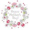 Pink flowers and hearts on white Mother\'s Day card