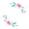 Pink flowers Watercolor Aqua Green Arches Wreath Arch Floral Border Blooms