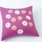 Pink flowers on white fabric throw pillow created with generative Ai