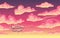 Pink Fluffy Cartoon Evening Sunset Clouds