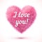 Pink fluffy heart with I love you sign