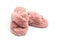 Pink fluffy home women slippers supply isolated onn white background
