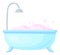 Pink foam bubbles bathtub. Comfort bathing icon