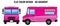 Pink Food Truck Hi-detailed with solid and flat color design template for Mock Up Brand Identity. Front and side view.