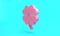 Pink Four leaf clover icon isolated on turquoise blue background. Happy Saint Patrick day. Minimalism concept. 3D render