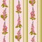 Pink foxglove flowers repeated pattern. Colourful vertical striped seamless background.