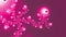 Pink fractal shining background with dotted waves in perspective and shining bubbles