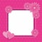 Pink frame design with flower and heart decoration