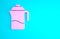 Pink French press icon isolated on blue background. Minimalism concept. 3d illustration 3D render