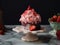 Pink Frosted Cupcakes with a Strawberry on Top. Generative AI