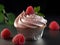 Pink Frosted Cupcakes with a Strawberry on Top. Generative AI