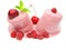 Pink fruit ice-cream with cherry and raspberry