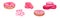 Pink Fruity Desserts with Donut and Macaroon Vector Set