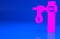 Pink Gallows rope loop hanging icon isolated on blue background. Rope tied into noose. Suicide, hanging or lynching