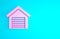 Pink Garage icon isolated on blue background. Minimalism concept. 3d illustration 3D render