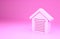 Pink Garage icon isolated on pink background. Minimalism concept. 3d illustration 3D render