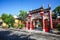 Pink gate of temple in Hoi An, Vietnam