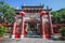 Pink gate of temple in Hoi An, Vietnam