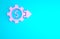 Pink Gear with dollar symbol icon isolated on blue background. Business and finance conceptual icon. Minimalism concept