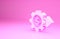 Pink Gear with dollar symbol icon isolated on pink background. Business and finance conceptual icon. Minimalism concept