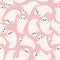 Pink ghost seamless pattern. Cute style background.