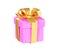 Pink gift box with golden ribbon and bow 3d render illustration