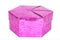 Pink gift box hexagon shape isolated