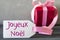 Pink Gift, Label, Joyeux Noel Means Merry Christmas