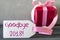 Pink Gift, Label, Text Goodbye 2018