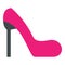 Pink girl shoe icon, flat style