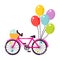 Pink girlish gift bicycle vector illustration.