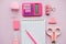 Pink girlish school supplies