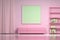 Pink girly room with picture frame mockup