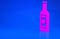 Pink Glass bottle of vodka icon isolated on blue background. Minimalism concept. 3d illustration. 3D render