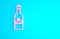 Pink Glass bottle of vodka icon isolated on blue background. Minimalism concept. 3d illustration 3D render