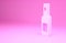 Pink Glass bottle of vodka icon isolated on pink background. Minimalism concept. 3d illustration 3D render