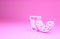 Pink Glass with vodka and cucumber icon isolated on pink background. Minimalism concept. 3d illustration 3D render