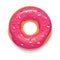 Pink glazed donut icon, cartoon style