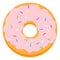 Pink glazed ring doughnut