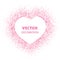 Pink glitter heart frame, border. Vector dust isolated on white