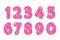 Pink glitter numbers. For birthday and party festive design.