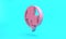 Pink Global energy power planet with flash thunderbolt icon isolated on turquoise blue background. Ecology concept and