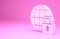 Pink Global lockdown - locked globe icon isolated on pink background. Minimalism concept. 3d illustration 3D render