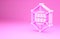 Pink Global technology or social network icon isolated on pink background. Minimalism concept. 3d illustration 3D render