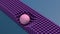 Pink glossy ball rolling. Purple cylinder morphing. Abstract animation, 3d render.