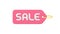 Pink glossy sale tag rope horizontal hanged ring business retail 3d icon realistic template vector