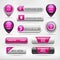 Pink Glossy Web Elements Button.