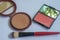 pink glow blush and bronzerwith make up brush for woman make up and beauty