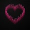 Pink glow heart icon Love symbol on checkered background