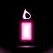 Pink Glowing neon Burning candle icon. lamp celebrations button for presentation design on black background. Fluorescent object.